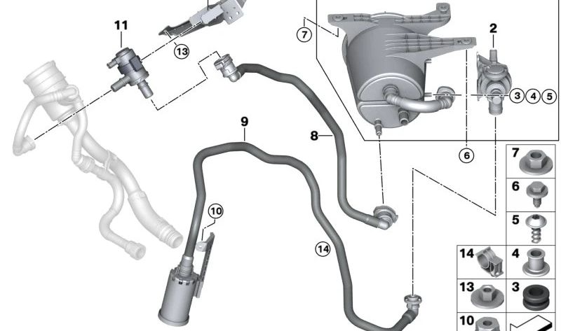 Válvula de corte de combustible OEM 16138744983 para BMW G20 320e y 330e. Modelos compatibles: G20 320e (21GK, 31FT, 5Y01, 5Y08), G20 330e (21FS, 28FS, 31FF, 5P61, 5P68, 5P81). Original BMW.