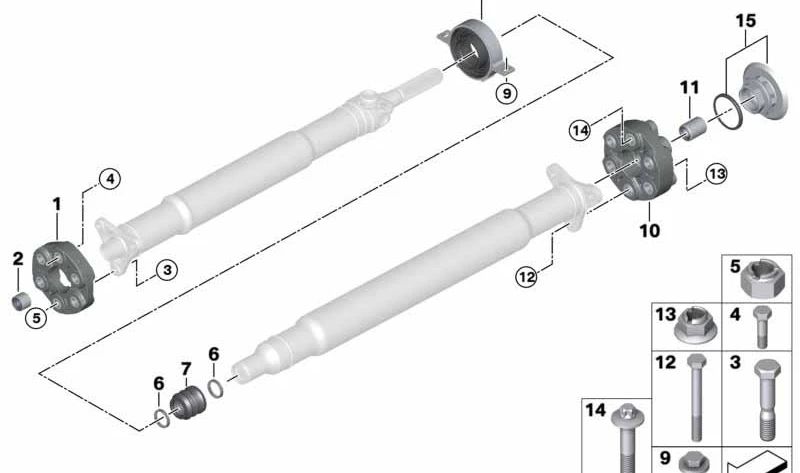 Soporte intermedio de transmisión en aluminio OEM 26118839805 para BMW F91, F92, F93, G14, G15, G16. Original BMW.