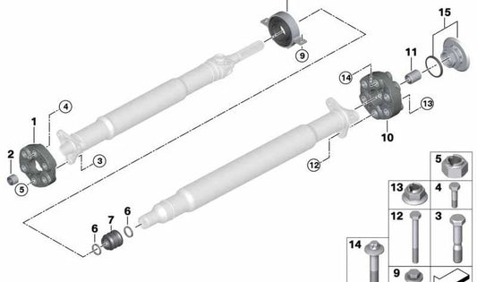 Soporte intermedio de transmisión en aluminio OEM 26118839805 para BMW F91, F92, F93, G14, G15, G16. Original BMW.