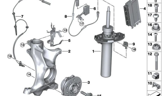 Left camber correction swivel bracket for BMW 3 Series G80, G81, 4 Series G82N, G83N (OEM 31217883639). Original BMW