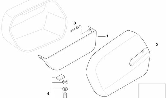 Suplemento bandeja derecha OEM 46542316914 para motos BMW R850GS, R1100GS, R1150GS... y más. Original BMW Motorrad.