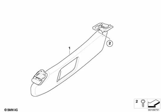 Beige left sun visor for BMW Z4 E86 (OEM 51473422967). Original BMW.