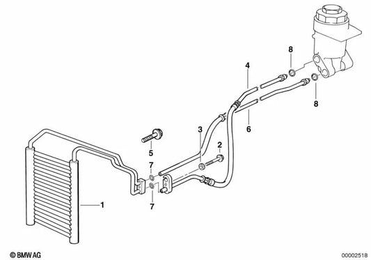 Ligne de retour de refroidissement à huile pour la série BMW 7 E38 (OEM 17111704409). BMW d'origine.