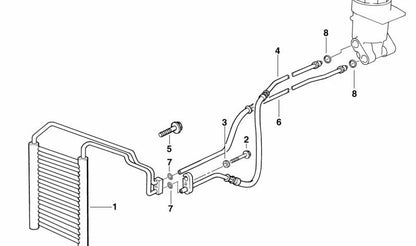 Tubería de aceite radiador motor OEM 17111741067 para BMW E38. Original BMW.