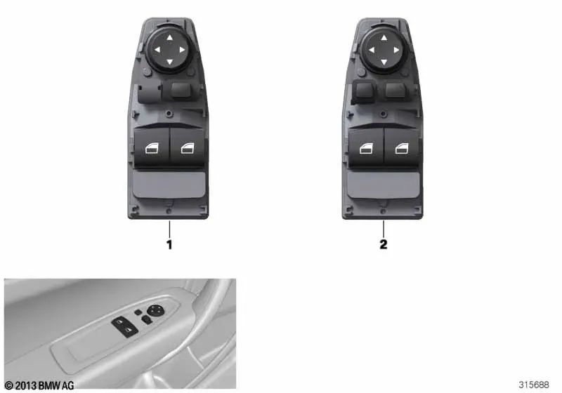 Window switch for BMW F21, F21N, F22, F22N, F87, F87N, F32, F32N, F82, F82N (OEM 61319226268). Original BMW.