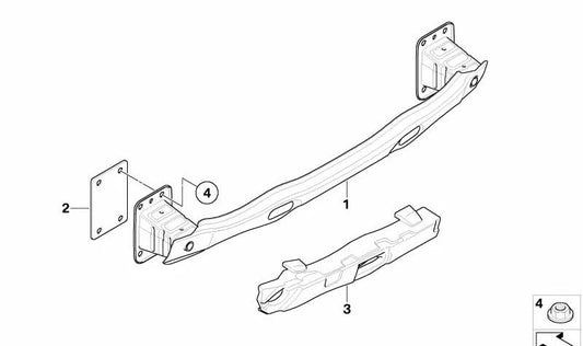 Soporte trasero parachoques OEM 51127158449 para BMW E70 (X5 3.0d, 3.0sd, 3.0si, 4.8i, X5 M), años 2006 a 2013. Original BMW.