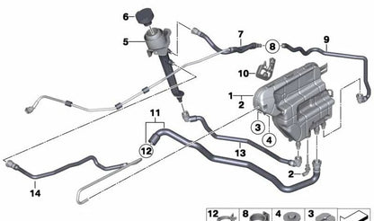 Radiator expansion tank OEM 17138610819 for BMW 5 Series (F07, F10, F11), 6 Series (F06, F12, F13) and 7 Series (F01, F02). Original BMW.
