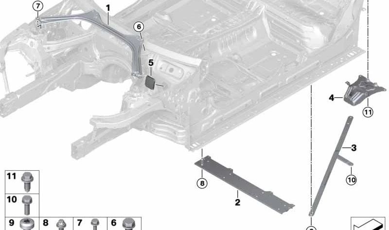Varilla de torsión trasera derecha para BMW G21, G21N (OEM 51618491470). Original BMW.