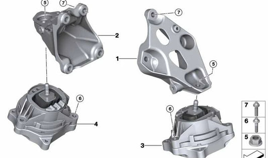 Suporte ao motor esquerdo do OEM 22116865469 para BMW F30, F31, F34, F35, F80. BMW original.