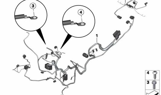 Cabo principal Mazo 61118553932 para BMW Motorrad S 1000 R (K47) 2013-2016. BMW Motorrad original.