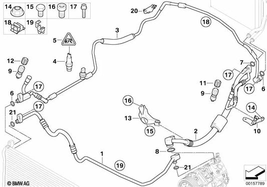 Tubo de sucção do compressor do evaporador para BMW E90, E91, E92, E93 (OEM 64536929811). BMW original.