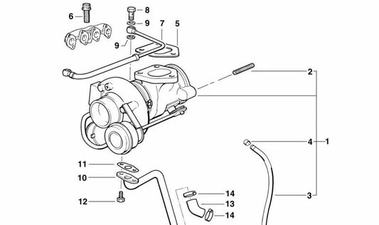 Tubería de aceite OEM 11422245569 para BMW E36. Recambio original BMW. Apta para el sistema de lubricación del turbocompresor.