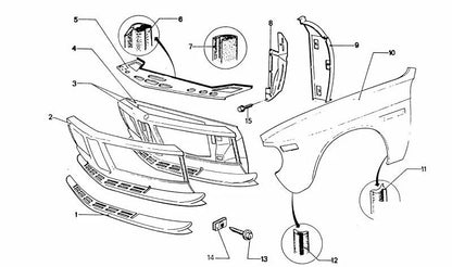 Protector/cubierta del paso de rueda delantero derecho OEM 51711813032 para BMW Serie 3 (E30). Original BMW.
