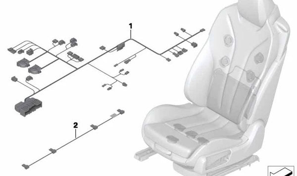 Juego de cables asiento derecho OEM 61129259530 para BMW Serie 6 F06, F12, F13 (640i, 640d, 650i)… y más. Original BMW.