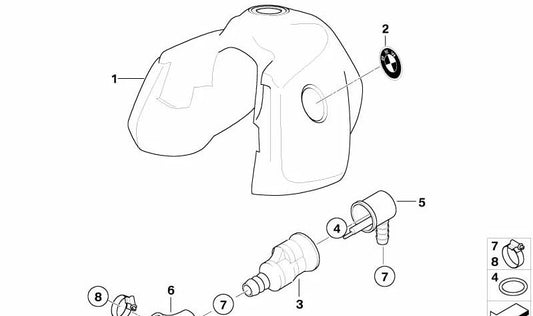 Couvercle du réservoir de carburant OEM 16117664597 pour BMW R1150 GS Adventure Motorcycles. BMW original Motorrad.
