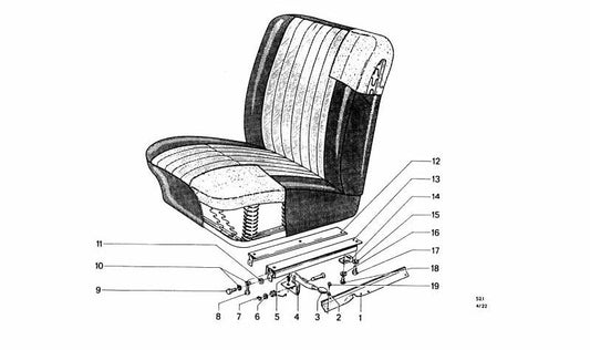 Carril de asiento interior OEM 52101801459 para BMW E12, E21, E30. Original BMW.