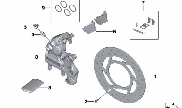 Disco de freno trasero OEM 34217708835 para motos BMW G 650 X, G 450 X... y más. Original BMW Motorrad.