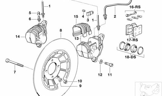 Disco de freio dianteiro OEM 34111454612 para BMW E31, E32, E34. Compatível com sistemas de freio de disco duplo. Peça original da BMW.