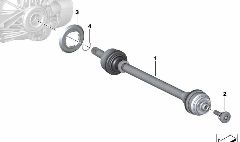 Links hintere Ausgangsachse für BMW 4 G22 -Serie, G23, G26 Z4 G29 (OEM 33205A733B3). Original BMW