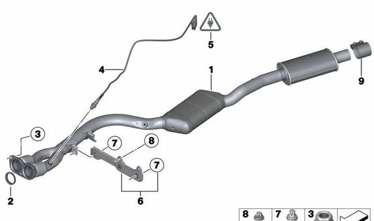 Soporte de tubo de escape OEM 18207564943 para BMW E81, E82, E87, E88, E90, E91, E92, E93. Original BMW.