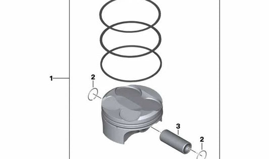 Pistón OEM 11257108724 para BMW Motorrad M 1000 R (0E81, 0P51, 0P53), M 1000 XR (0E91), S 1000 R (0E51, 0P31, 0P33), S 1000 RR (0E21, 0E61, 0P21, 0P23), S 1000 XR (0E41, 0P11). Original BMW Motorrad.