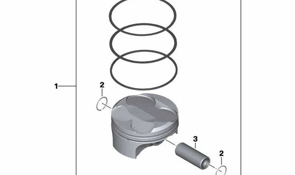 Pistón OEM 11257108724 para BMW Motorrad M 1000 R (0E81, 0P51, 0P53), M 1000 XR (0E91), S 1000 R (0E51, 0P31, 0P33), S 1000 RR (0E21, 0E61, 0P21, 0P23), S 1000 XR (0E41, 0P11). Original BMW Motorrad.