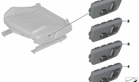 Interruptor ajuste eléctrico asiento copiloto OEM 61319382435 para BMW F20, F20N, F30, F30N, F31, F31N, F34, F34N, F80N, F36, F36N. Original BMW.
