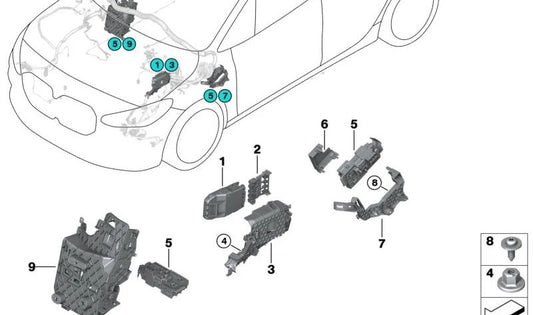 B+ Distribuidor para BMW 1 F70 Series, Série 2 U06, X1 U11, U12, X2 U10, Mini U25 (OEM 61149827018). BMW original