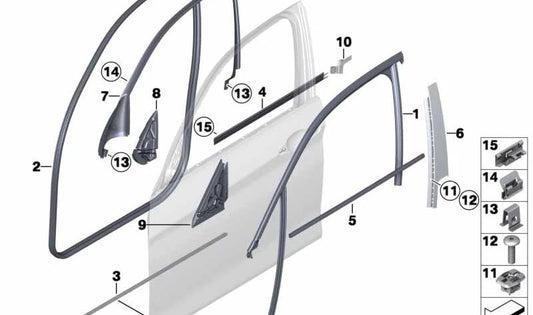 Copertura della porta d'ingresso di Pilar B per BMW F20 (OEM 51337240863). BMW originale.