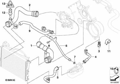 Tubo de retorno del refrigerante para BMW E39, E38 (OEM 11531711384). Original BMW