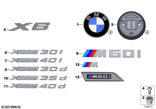 Emblem for BMW X6 G06, G06N (OEM 51148094035). Genuine BMW