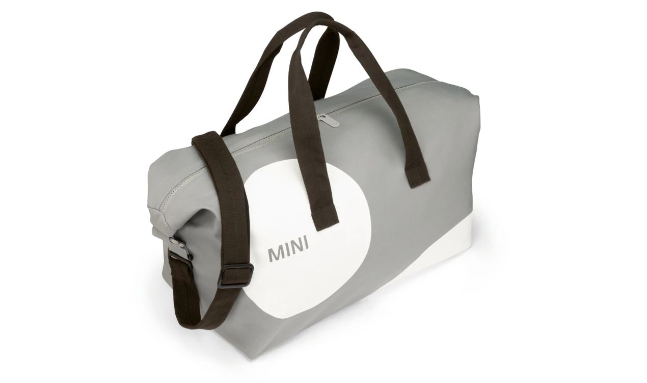 Bolsa de viaje MINI Car Face Detail gris/blanco OEM 80225B320D3. Válido para BMW y MINI. Original MINI.