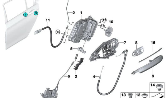 Soporte interior maneta puerta exterior izquierda OEM 51217377241 para BMW G11, G12 (todas las versiones 725d, 730d, 730d xDrive). Original BMW.