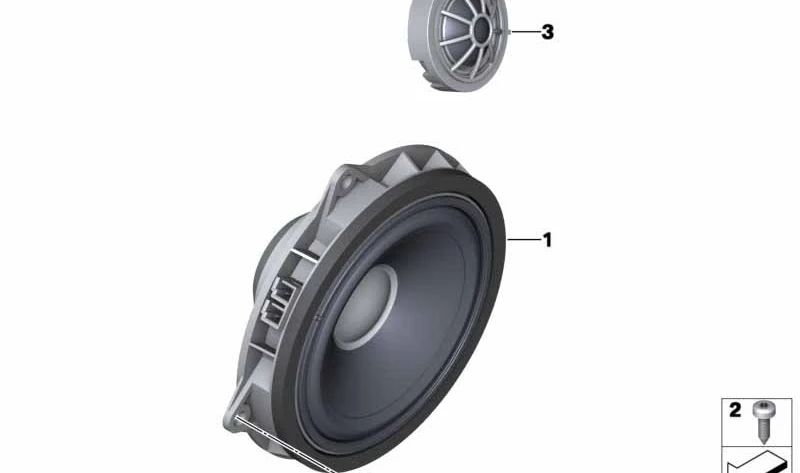 Altavoz central High-End OEM 65139224871 para BMW F06, F12, F13. Compatible con modelos 640d, 640d xDrive, 640i con sistema de sonido High-End. Original BMW.