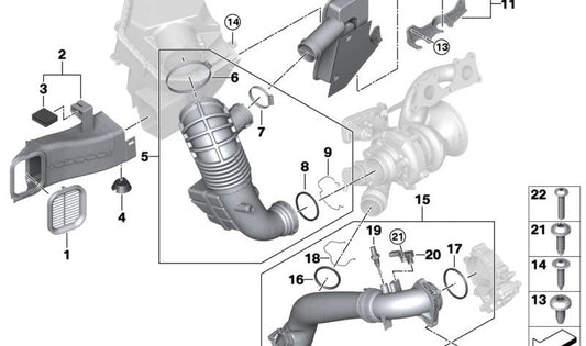 Resonador de admisión OEM 13715A1F9C3 para BMW X5 G05N, G18N; X6 G06N; X7 G07N; XM G09. Pieza original BMW.