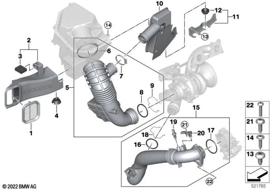 Guide d'admission pour BMW X5 G05N, G18N, X6 G06N, X7 G07N, XM G09 (OEM 13715A1F9B4). BMW d'origine.