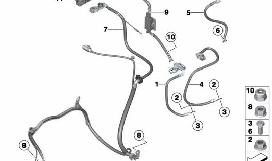 Cable de batería positivo OEM 12427627853 para MINI R55, R56, R57, R58, R59, R60, R61. Compatible con versiones One, Cooper, Cooper S, JCW. Recambio original MINI.