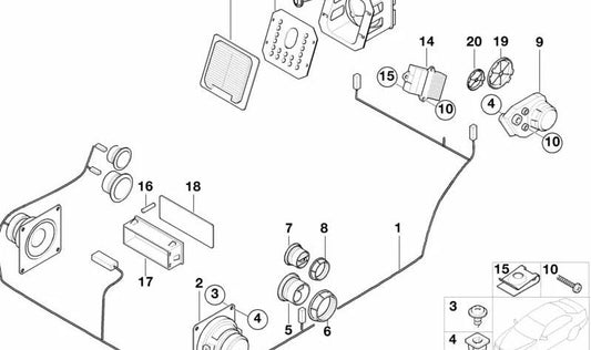 Top-Hifi-System-Amifier für BMW 3 E36-Serie (OEM 65128376295). Original BMW