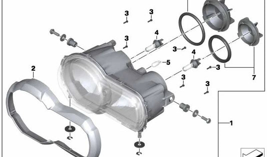 Faro halógeno OEM 63218525100 para motos BMW R 1200 GS, R 1250 GS, R 1200 GS Adventure, R 1250 GS Adventure. Original BMW Motorrad.