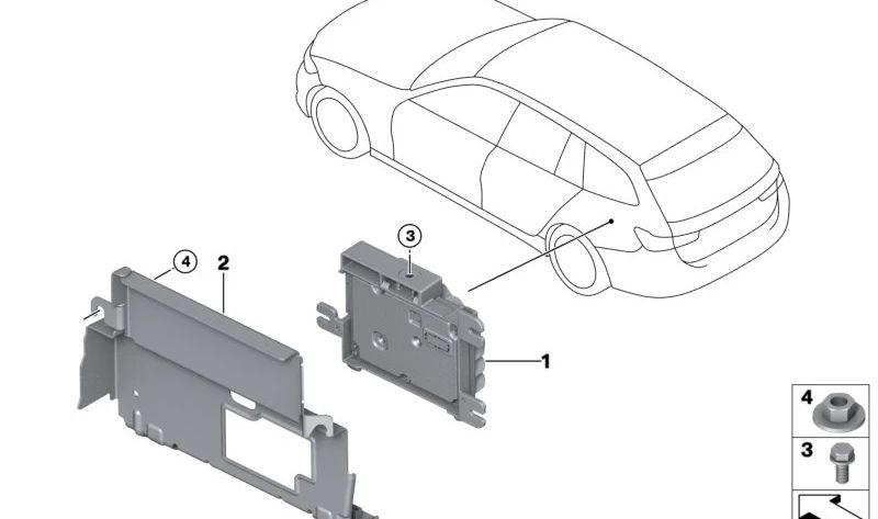Soporte para amplificador de sonido OEM 65159865514 para BMW G20, G21, G28, G80, G81, G22, G23, G26, G82, G83. Original BMW.