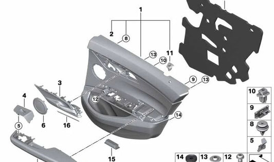 MANECILLA INTERNI SINISTRA NERA 51427429763 per la BMW 1 F52 Serie (118i, 120i, 125i) modelli di trazione anteriore. Compatibile dal 2017 al 2023. BMW di sostituzione originale.