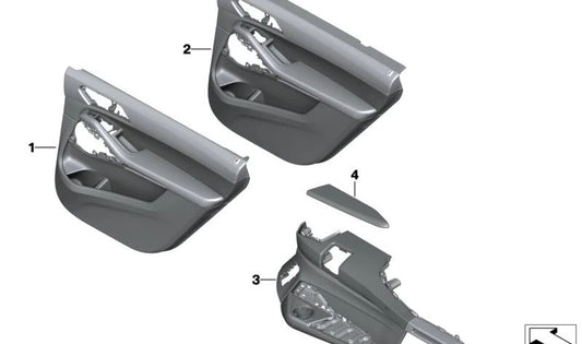 Painel de porta de couro traseiro direito para BMW G07 (OEM 51427997570). BMW original.