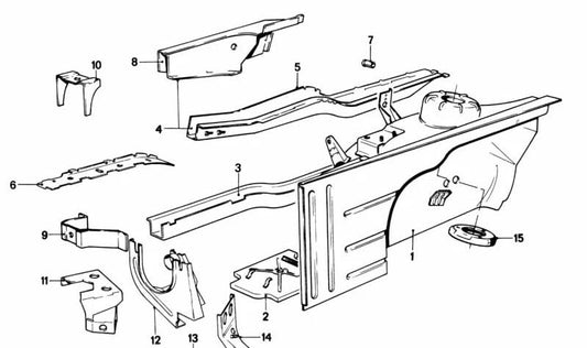 Soporte motor derecho con chapa de cierre OEM 41111910706 para BMW E24 628CSi y 635CSi (modelos con cambio manual y automático, años 1978-1987). Original BMW.