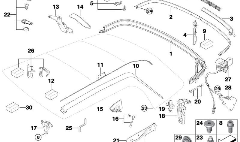 Placa base derecha OEM 54347079882 para MINI R52 (Cooper, Cooper S, One) con cambio manual o automático. Compatible con modelos de 2004 a 2008. Pieza original MINI.
