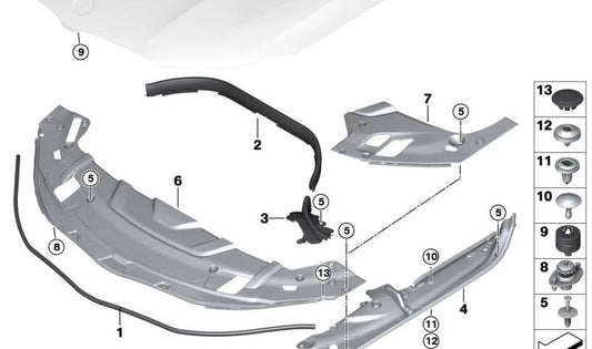 Sellado lateral izquierdo OEM 51767371507 para BMW G32, G32N. Original BMW.