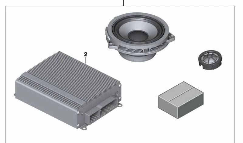 Audio Amplifier for BMW 1 Series F20, F21, 2 Series F22, F23, 3 Series F30, F31, F34, F35, 4 Series F32, F33, F36 (OEM 65412413271). Original BMW