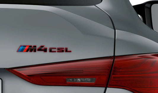 Emblema "M4 CSL" OEM 51148086130 para BMW G82 M4 CSL (2022-2023). Pegatina trasera original para personalizar el maletero con estilo deportivo y auténtico. Pieza original BMW.