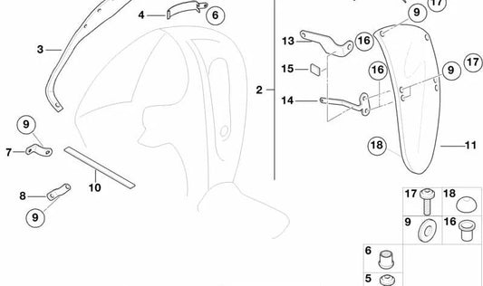 Tuerca OEM 46637668778 para BMW Motorrad C1 {C101911, C101921}. Compatible con modelos automáticos de 2000 a 2002. Repuesto original BMW Motorrad. Ideal para fijaciones con rosca M5.