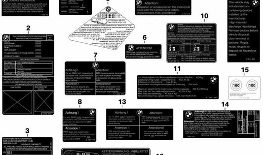 Rótulo indicador de carga útil OEM 71248528703 para motos BMW K1600GT, K1600GTL. Original BMW Motorrad.