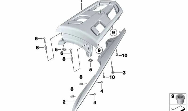 Puente portaequipajes OEM 46548544375 para BMW K1600 GTL Exclusive, K1600 GT. Original BMW Motorrad.
